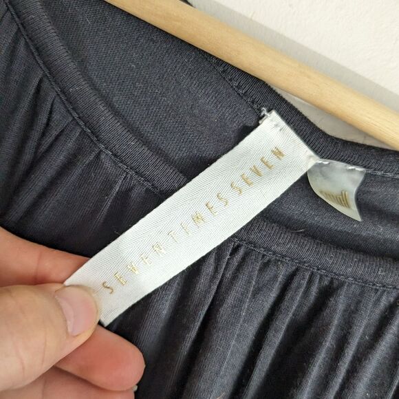 Seven times seven Black Drape Drop Waist Dress Women's Size Small - Picture 7 of 9